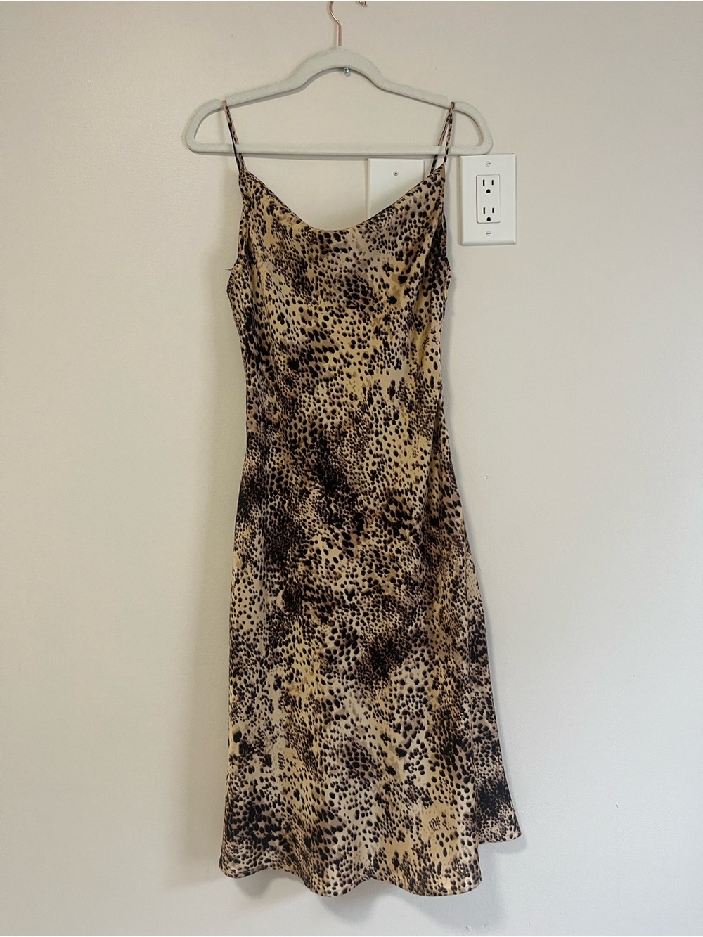Leopard Print Slip Dress in Beige and Brown
